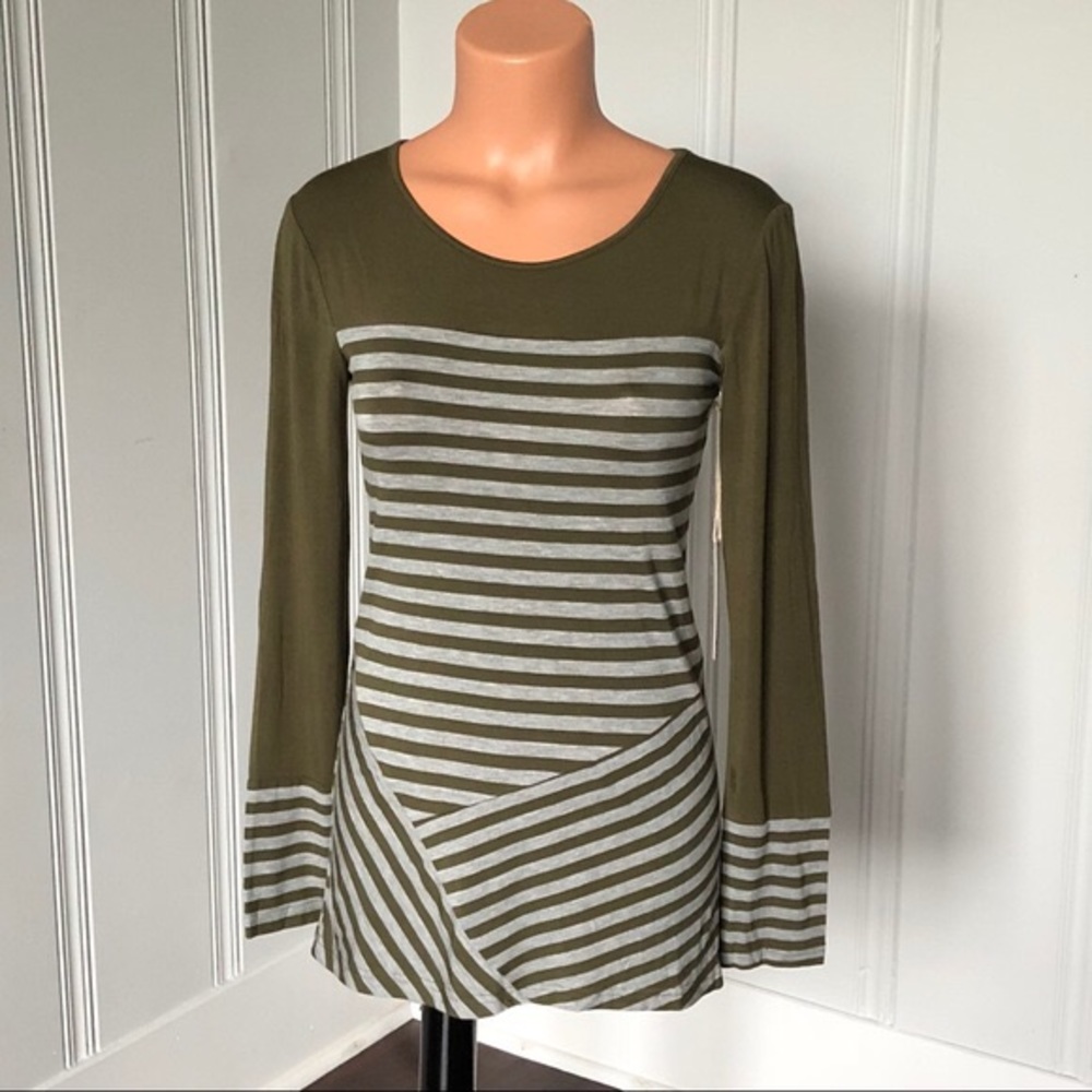 Naomy Asymmetrical Stripe Long Sleeve Shirt - Picture 2 of 7